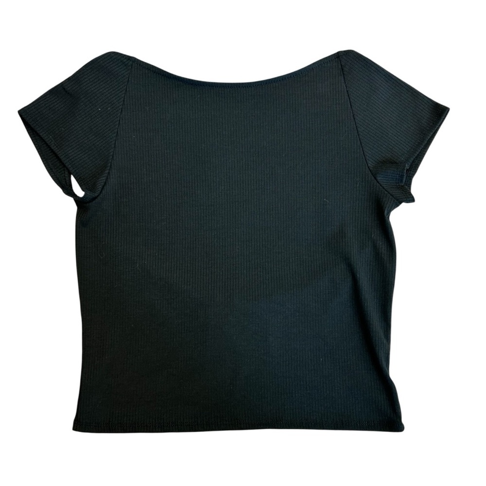 Ripe black ribbed short cap sleeve open back top stretchy streetwear casual XL